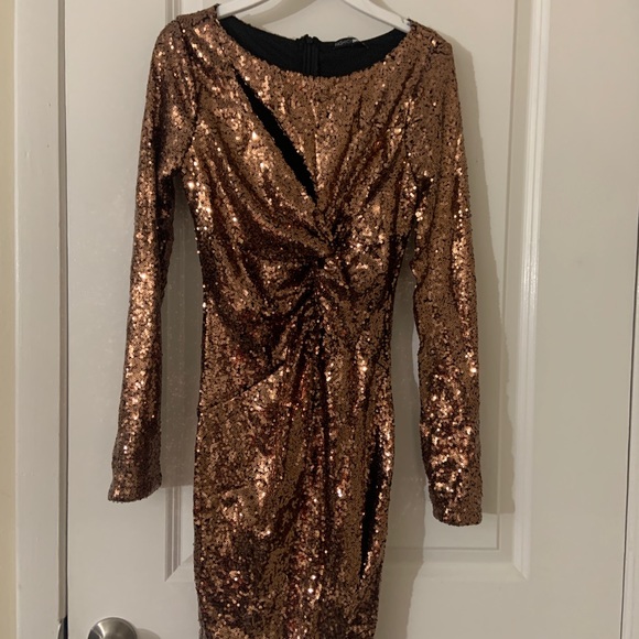 sequin bronze mini dress S - Picture 4 of 9